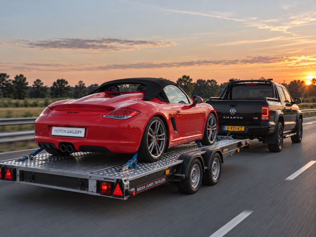 Mooie 987 Spyder op transport